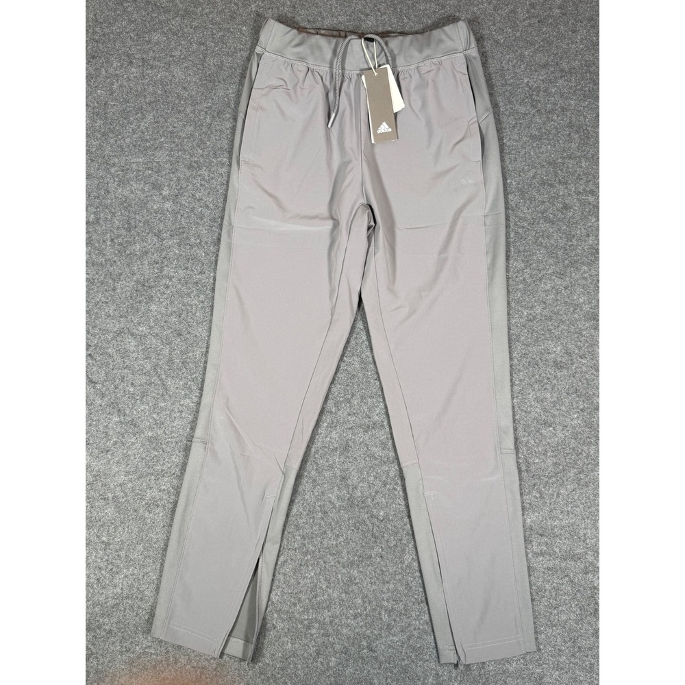 Adidas Mens Grey Slim Fit Training Pants Ankle Zip Joggers Medium NEW - Picture 1 of 15